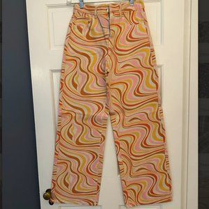 Shein EZ Wear High Waist Vibrant color pattern canvas pants/jeans Size M